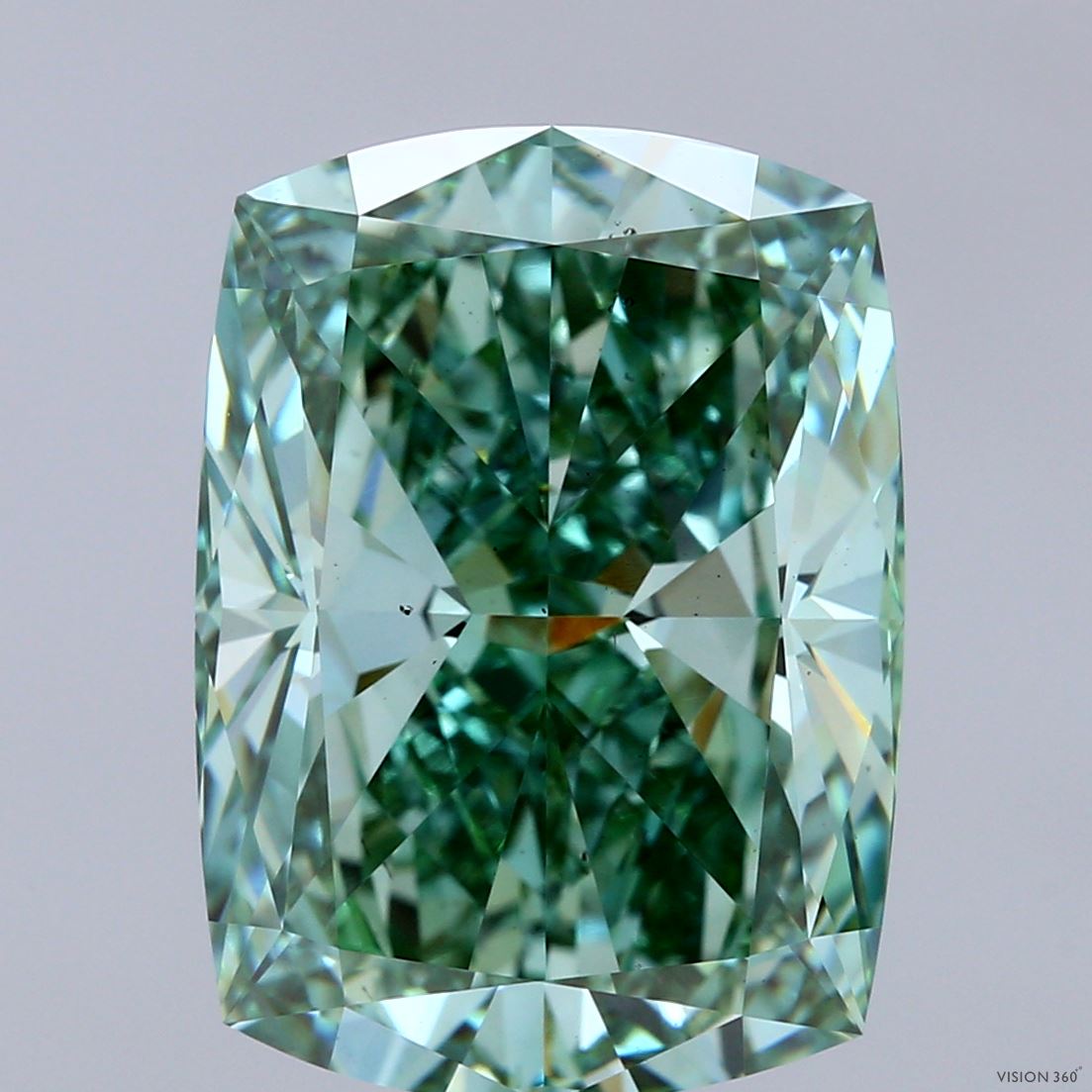 10.18ct Cushion FANCY VIVID GREEN VS2 Lab Created Diamond