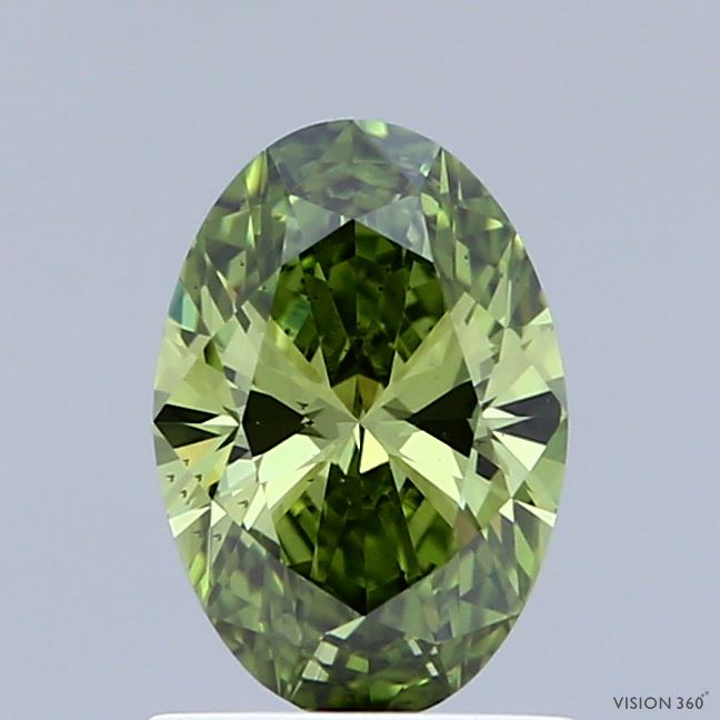 1ct Oval FANCY VIVID GREEN VS2 Lab Created Diamond
