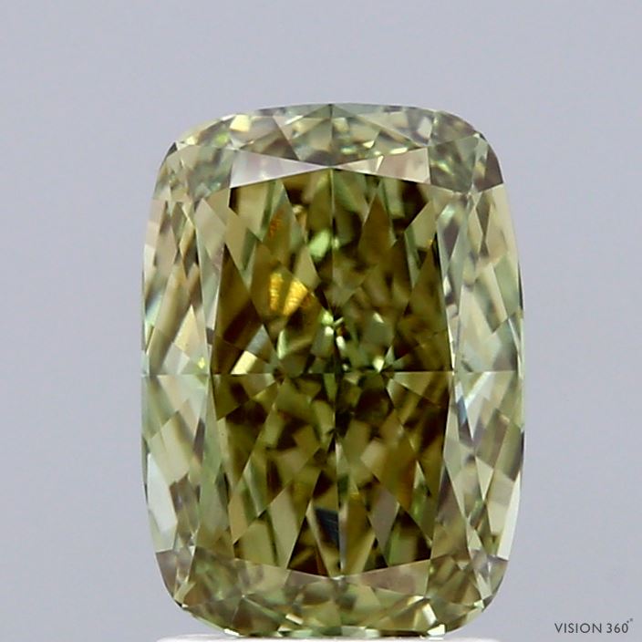 2.15ct Cushion FANCY VIVID GREEN VS1 Lab Created Diamond