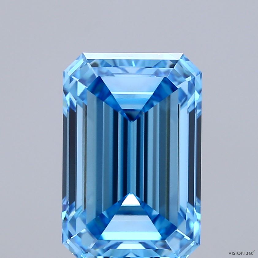 3.52ct Emerald FANCY VIVID BLUE VS1 Lab Created Diamond