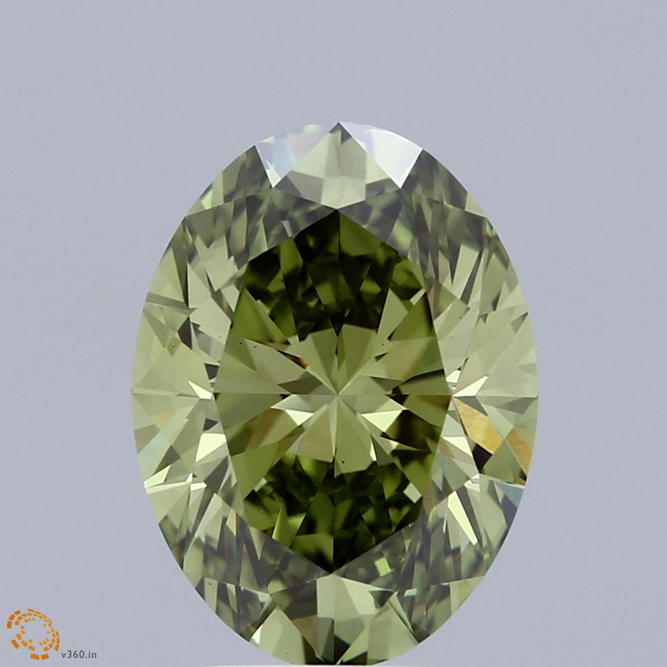 4.01ct Oval FANCY VIVID GREEN VS1 Lab Created Diamond