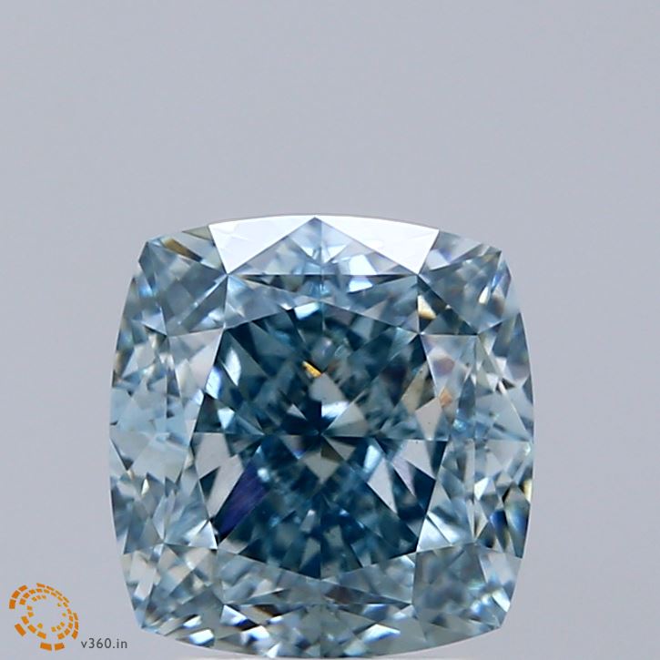 3.11ct Cushion FANCY VIVID GREEN BLUE VS1 Lab Created Diamond