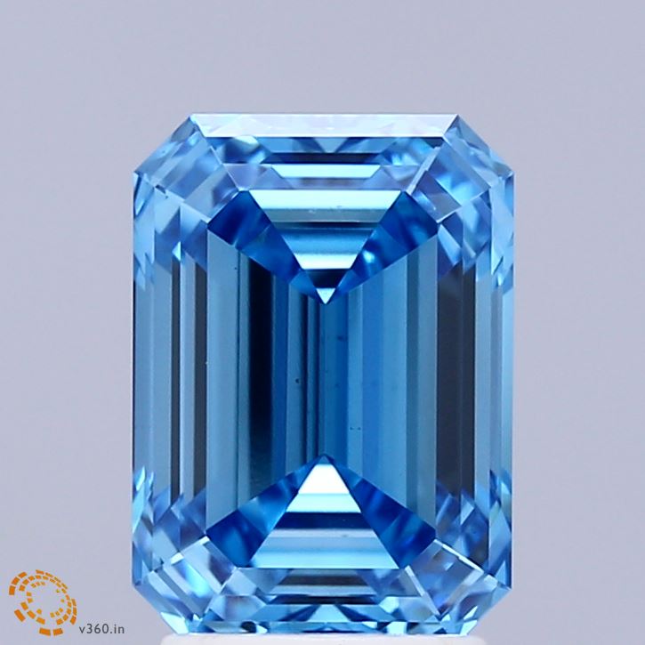 3.1ct Emerald FANCY VIVID BLUE VS1 Lab Created Diamond