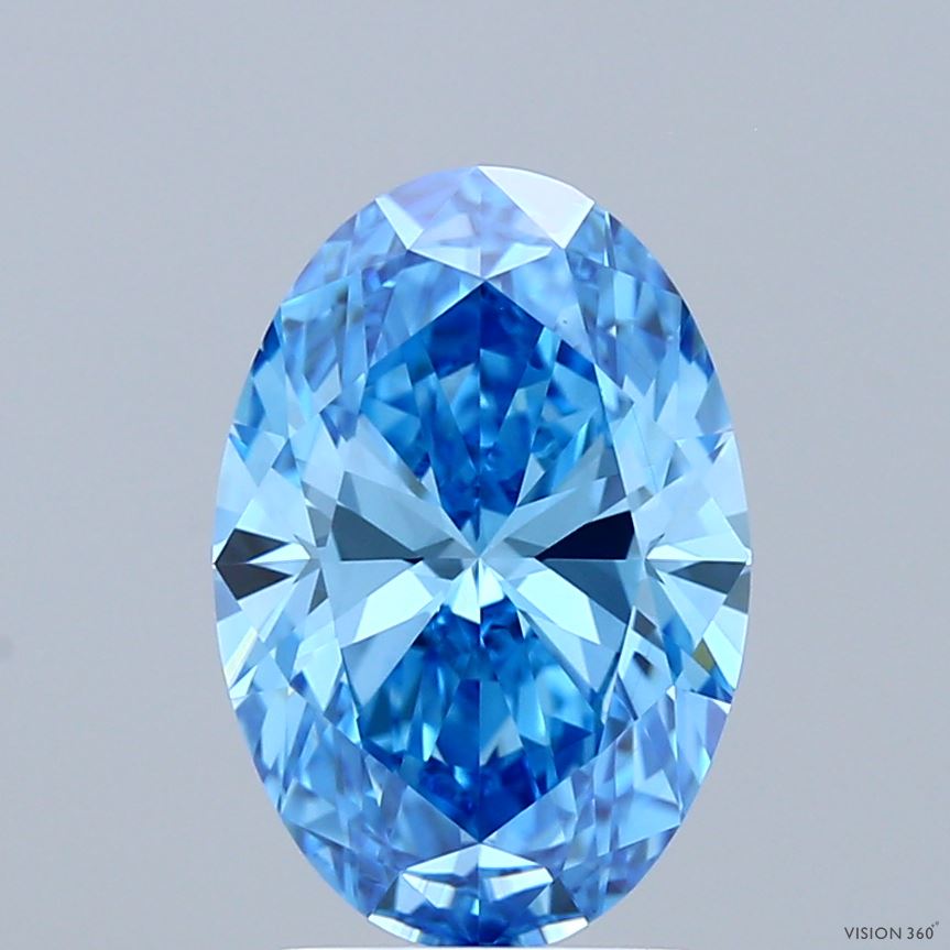 2.51ct Oval FANCY VIVID BLUE VVS2 Lab Created Diamond