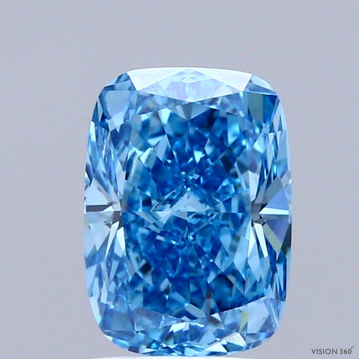 2.03ct Cushion FANCY VIVID BLUE VS2 Lab Created Diamond