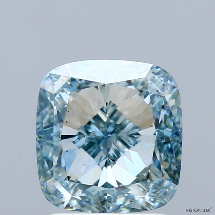 3.09ct Cushion FANCY INTENSE BLUE GREENISH VS1 Lab Created Diamond