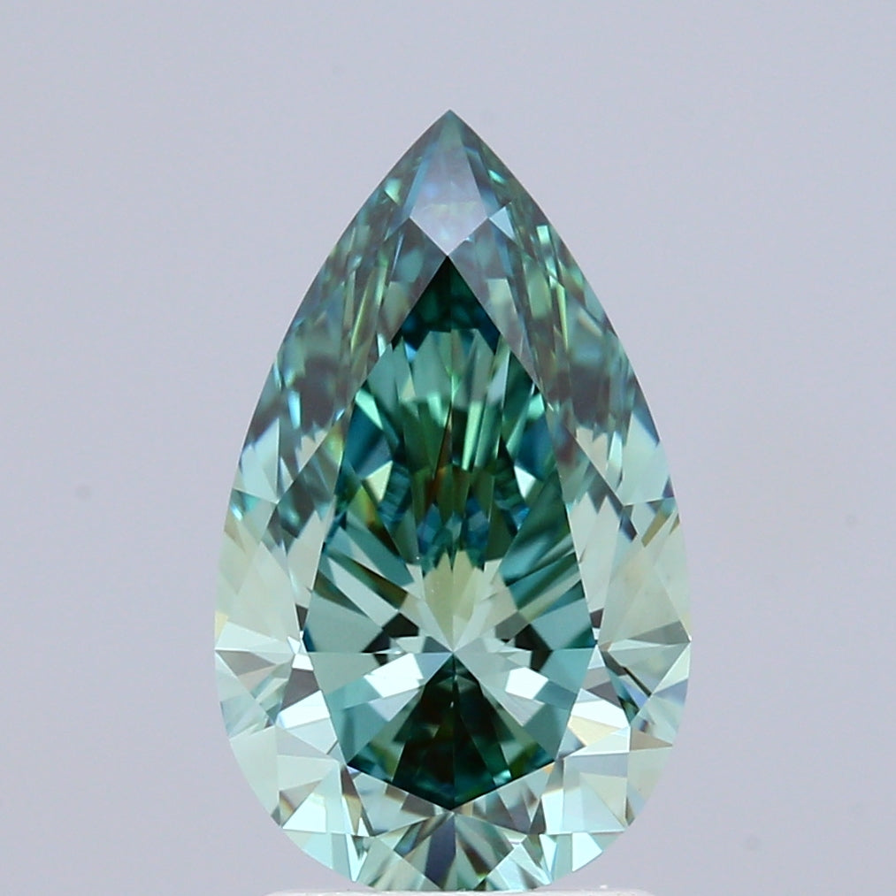 2ct Pear FANCY VIVID GREEN VVS2 Lab Created Diamond