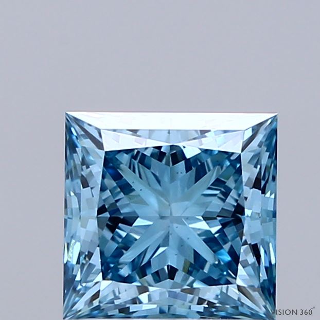 1.58ct Princess FANCY VIVID BLUE VS1 Lab Created Diamond