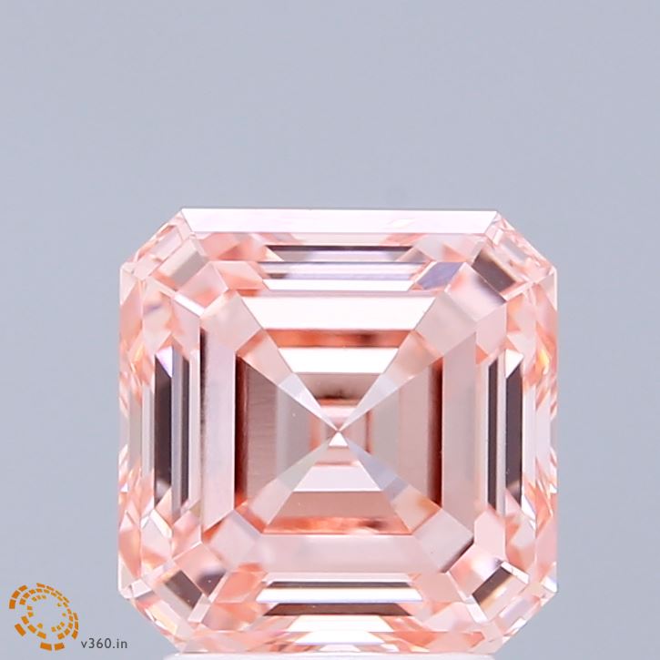 3.01ct Asscher FANCY INTENSE PINK VS1 Lab Created Diamond