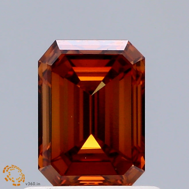 0.8ct Emerald FANCY VIVID ORANGE VS1 Lab Created Diamond