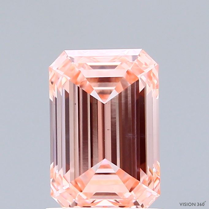 1.56ct Emerald FANCY VIVID PINK VVS2 Lab Created Diamond