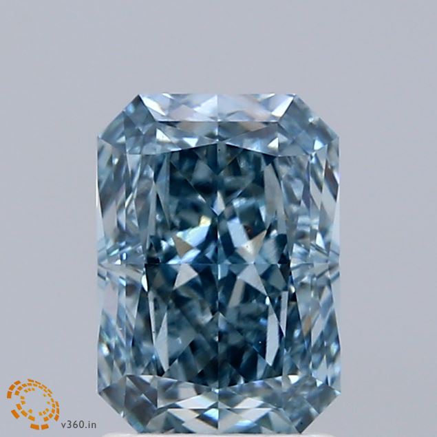 1.83ct Radiant FANCY VIVID GREENISH BLUE VS1 Lab Created Diamond