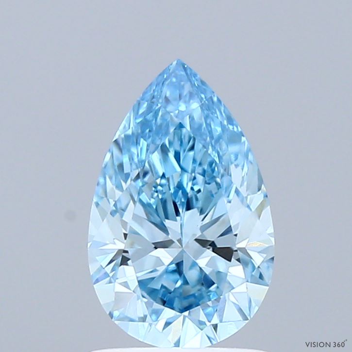 1.28ct Pear FANCY VIVID BLUE VVS2 Lab Created Diamond