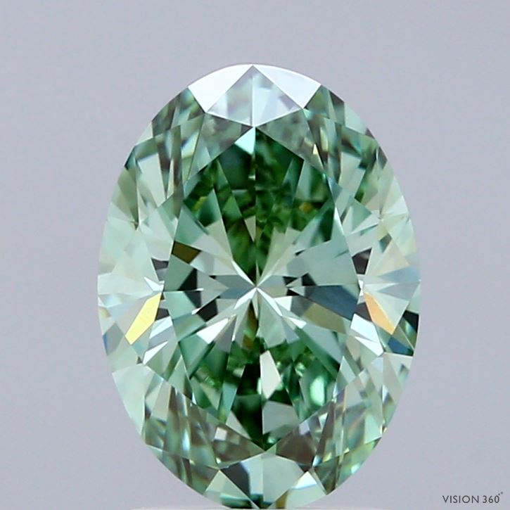 2.08ct Oval FANCY VIVID GREEN VVS2 Lab Created Diamond