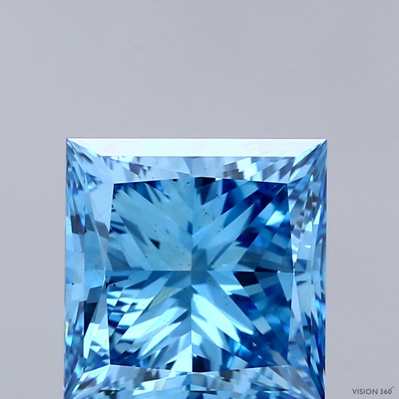 4ct Princess FANCY VIVID BLUE VS2 Lab Created Diamond