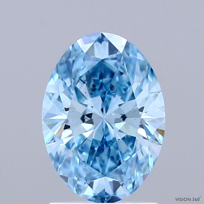 1.44ct Oval FANCY VIVID BLUE VS2 Lab Created Diamond