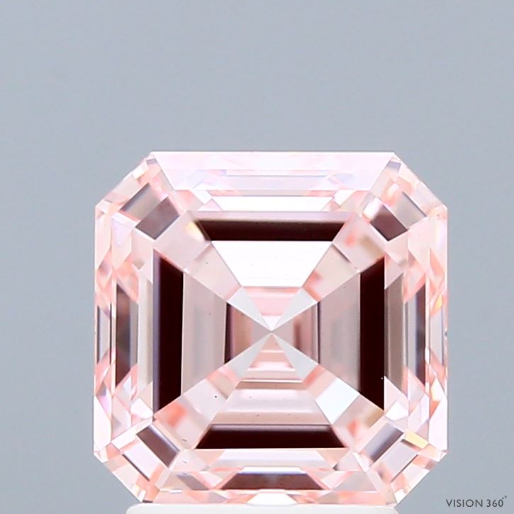 3.04ct Asscher FANCY INTENSE PINK VS1 Lab Created Diamond