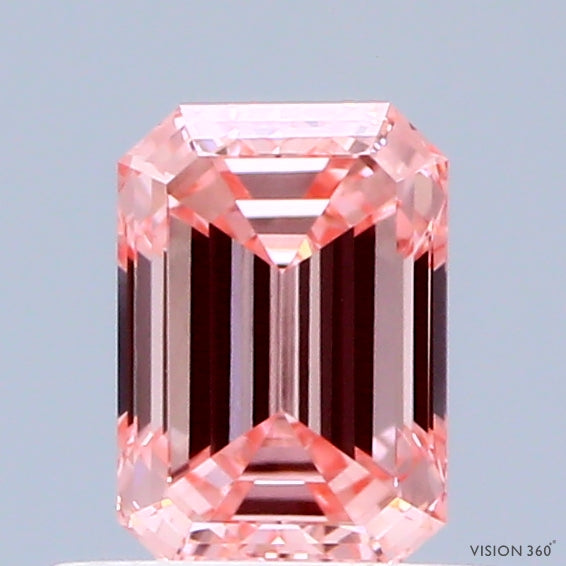 0.57ct Emerald FANCY VIVID PINK VVS2 Lab Created Diamond