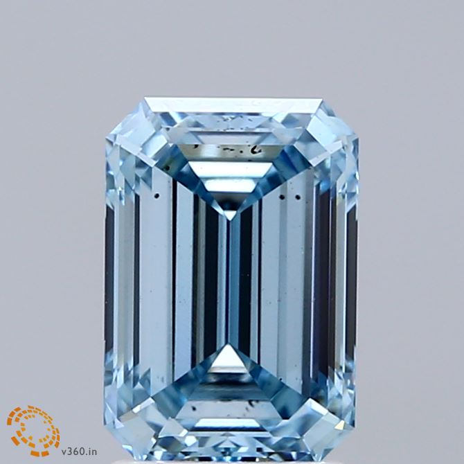 2ct Emerald FANCY VIVID BLUE VS2 Lab Created Diamond