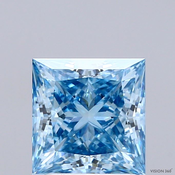 2.01ct Princess FANCY VIVID BLUE VS1 Lab Created Diamond
