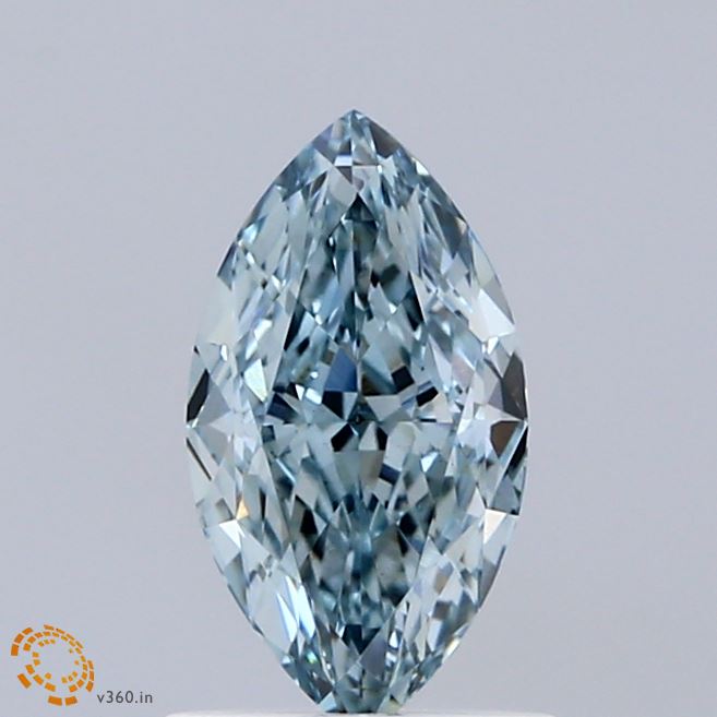 1.09ct Marquise FANCY INTENSE GREENISH BLUE VVS2 Lab Created Diamond