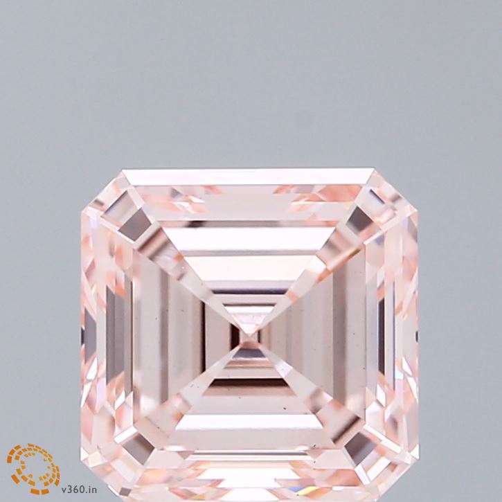 3.12ct Asscher FANCY INTENSE PINK VS1 Lab Created Diamond