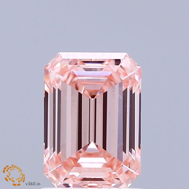 1.56ct Emerald FANCY VIVID PINK VS1 Lab Created Diamond