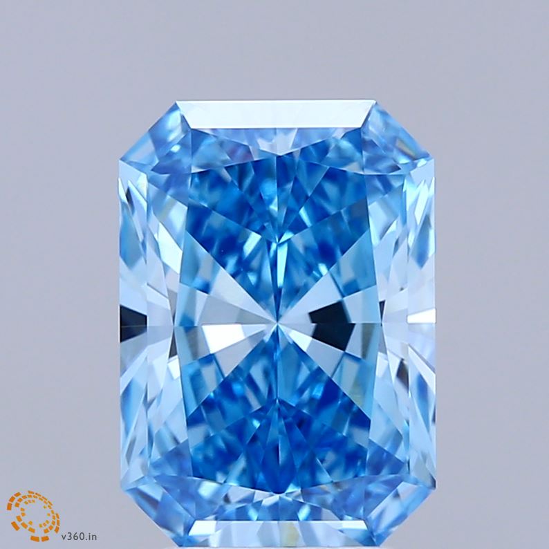 3.38ct Radiant FANCY VIVID BLUE VVS2 Lab Created Diamond