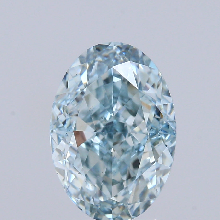 2.21ct Oval FANCY VIVID GREENISH BLUE VS2 Lab Created Diamond