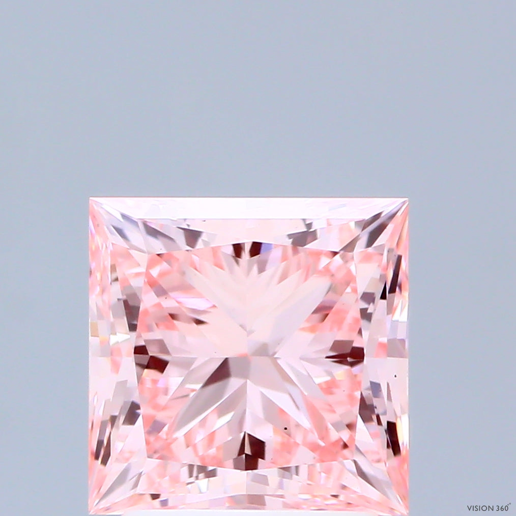2.65ct Princess FANCY VIVID PINK VS1 Lab Created Diamond