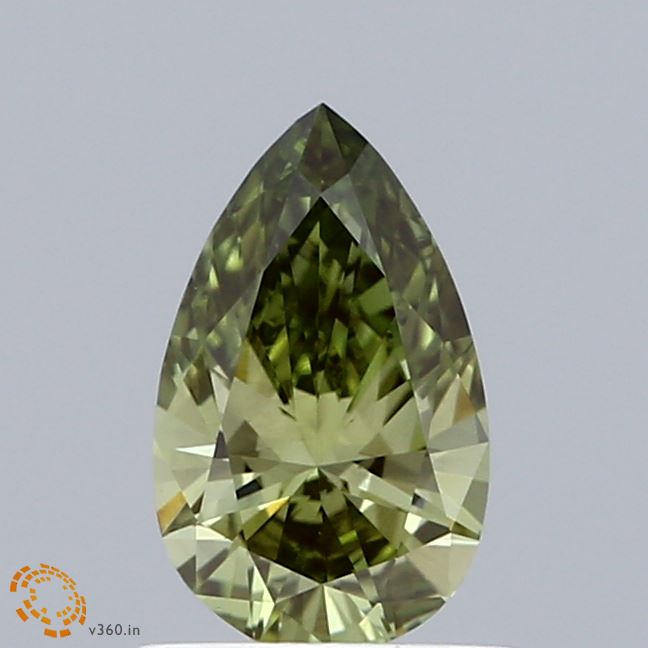 0.76ct Pear FANCY VIVID GREEN VS1 Lab Created Diamond