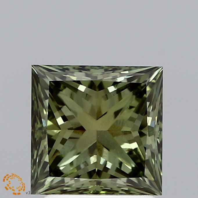 2.05ct Princess FANCY VIVID GREEN VS1 Lab Created Diamond