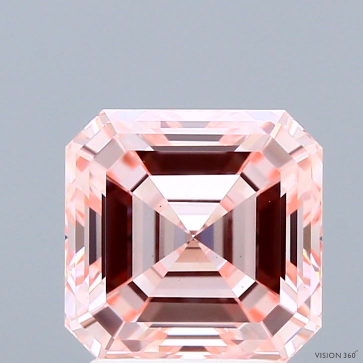 3.1ct Asscher FANCY INTENSE PINK VS1 Lab Created Diamond