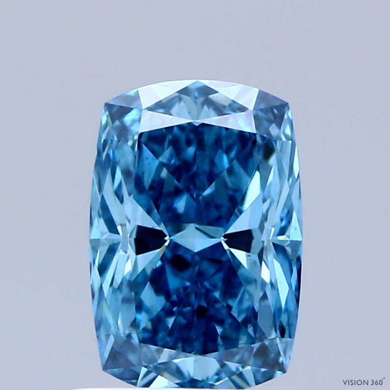 1.09ct Cushion FANCY VIVID BLUE VS2 Lab Created Diamond