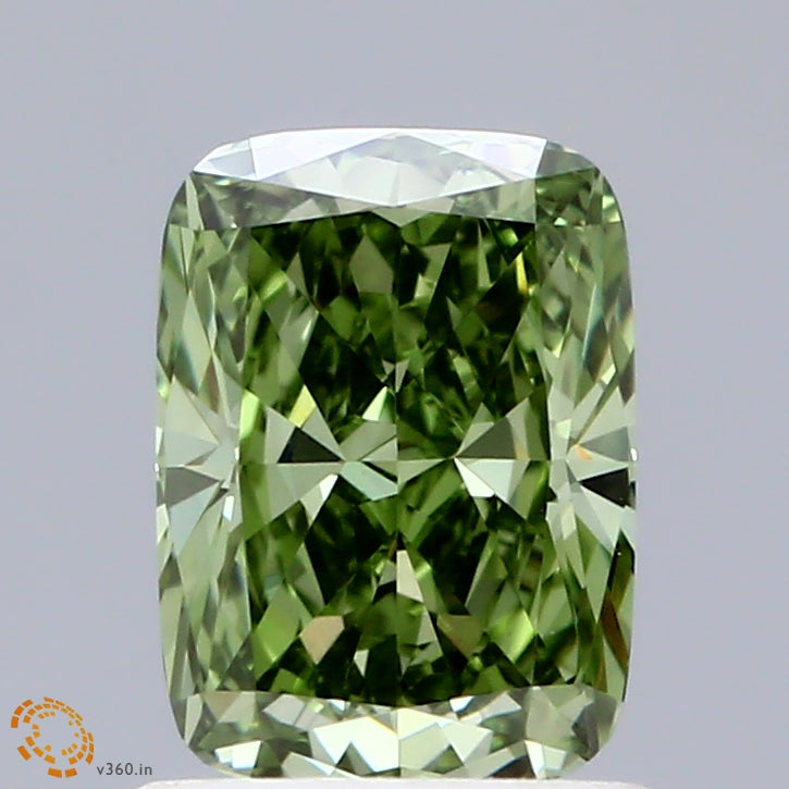 1.07ct Cushion FANCY VIVID GREEN VVS2 Lab Created Diamond
