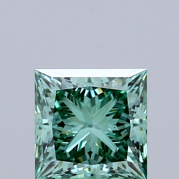 1.03ct Princess FANCY VIVID GREEN VS1 Lab Created Diamond