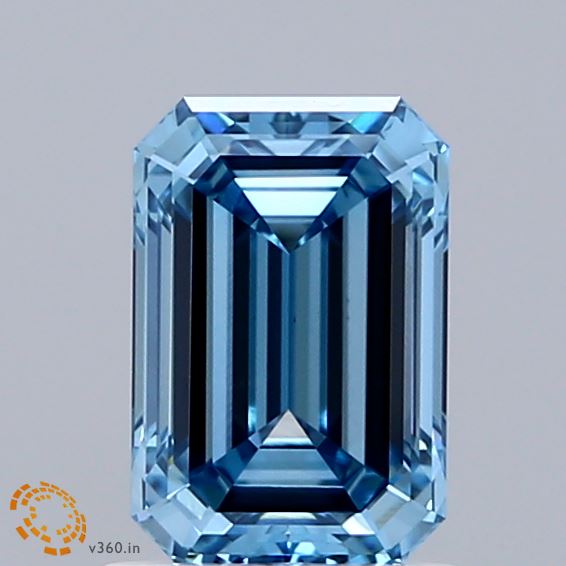 1.38ct Emerald FANCY VIVID BLUE VVS2 Lab Created Diamond