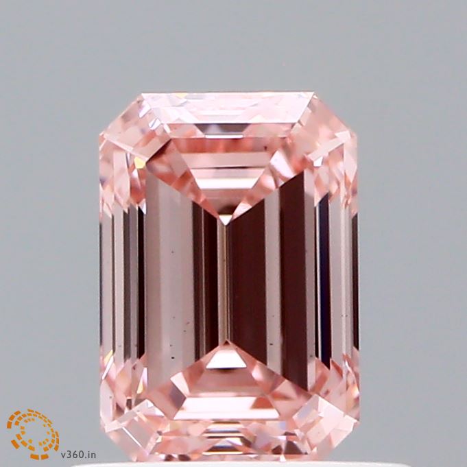 0.89ct Emerald FANCY INTENSE PINK VS2 Lab Created Diamond