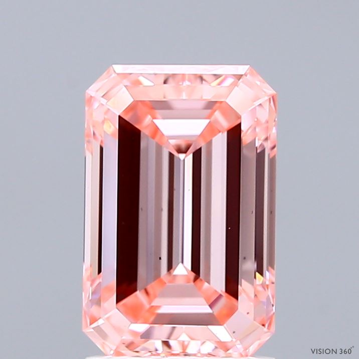 2.03ct Emerald FANCY INTENSE PINK VS2 Lab Created Diamond