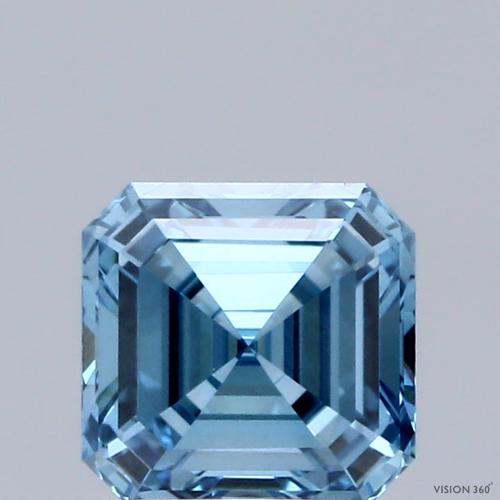 1.01ct Asscher FANCY VIVID BLUE VVS2 Lab Created Diamond