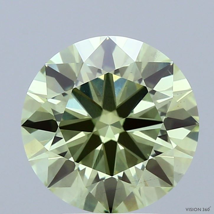 3.01ct Round FANCY VIVID GREEN VS2 Lab Created Diamond