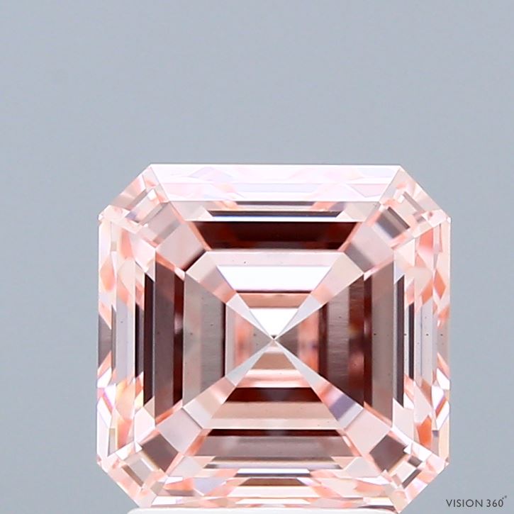 3.01ct Asscher FANCY INTENSE PINK VS1 Lab Created Diamond