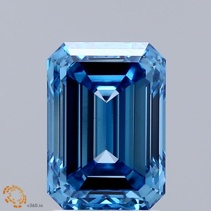 2.51ct Emerald FANCY VIVID BLUE VS1 Lab Created Diamond