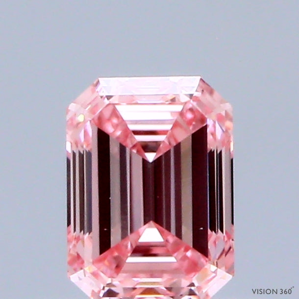 0.62ct Emerald FANCY INTENSE PINK VVS2 Lab Created Diamond