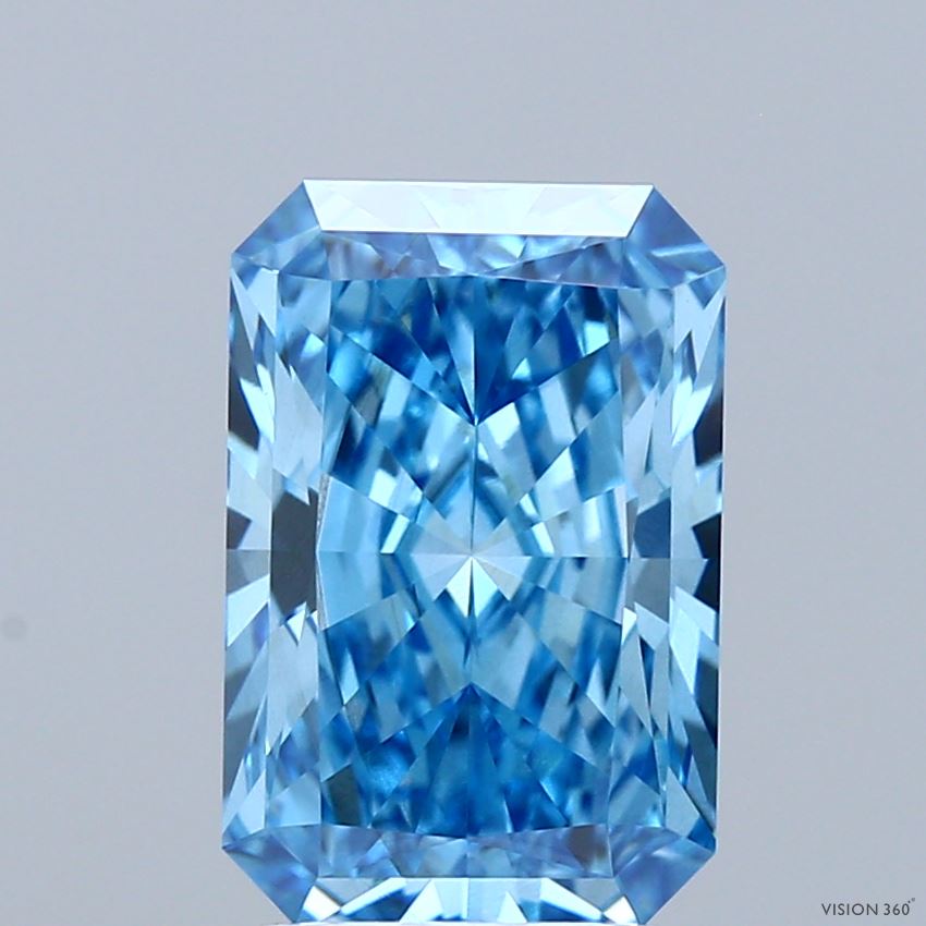 3.06ct Radiant FANCY VIVID BLUE VS2 Lab Created Diamond