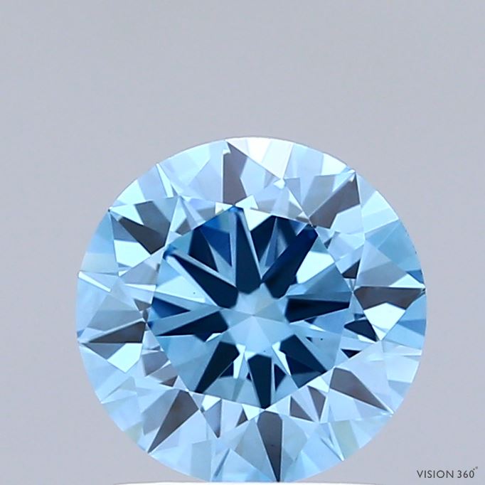 1.54ct Round FANCY VIVID BLUE VS1 Lab Created Diamond