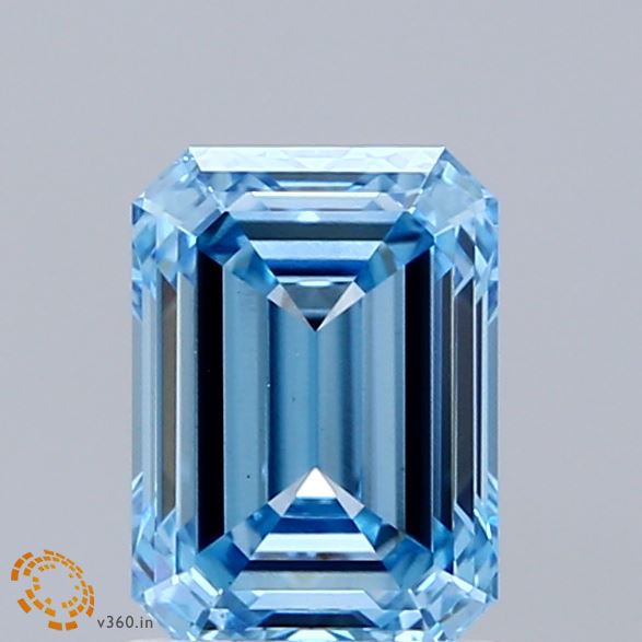 1.56ct Emerald FANCY VIVID BLUE VS1 Lab Created Diamond