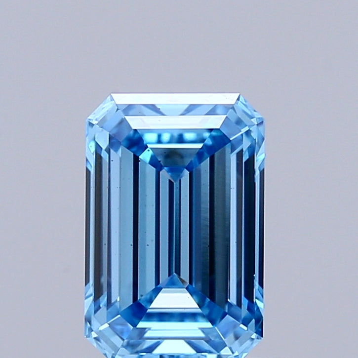0.93ct Emerald FANCY VIVID BLUE VS2 Lab Created Diamond