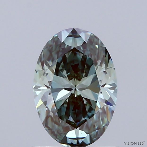 1.01ct Oval FANCY INTENSE GREEN BLUE VS1 Lab Created Diamond