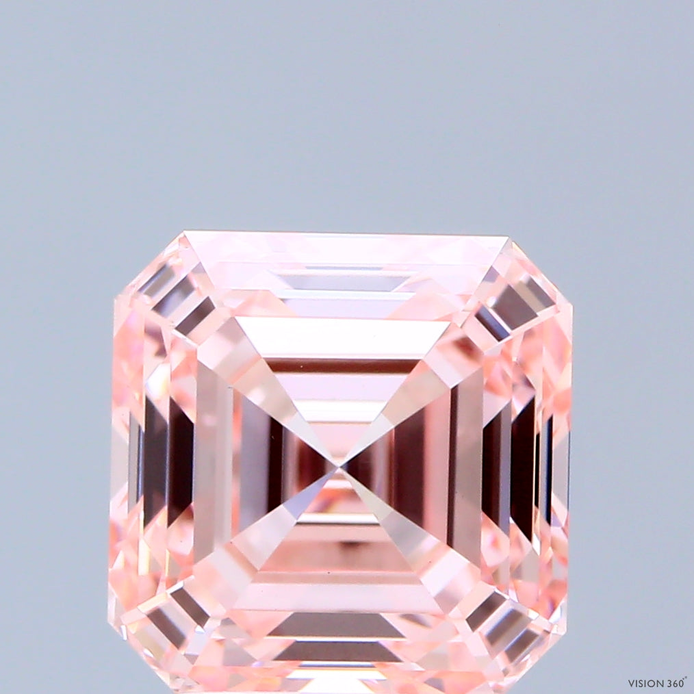 3.06ct Asscher FANCY INTENSE PINK VVS2 Lab Created Diamond